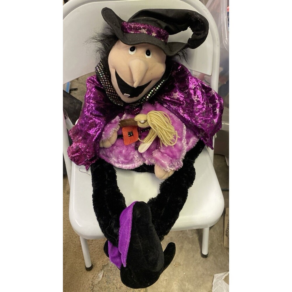 Halloween Witch Decoration Plush XLarge Kids Of America Cape, Broom Vintage New